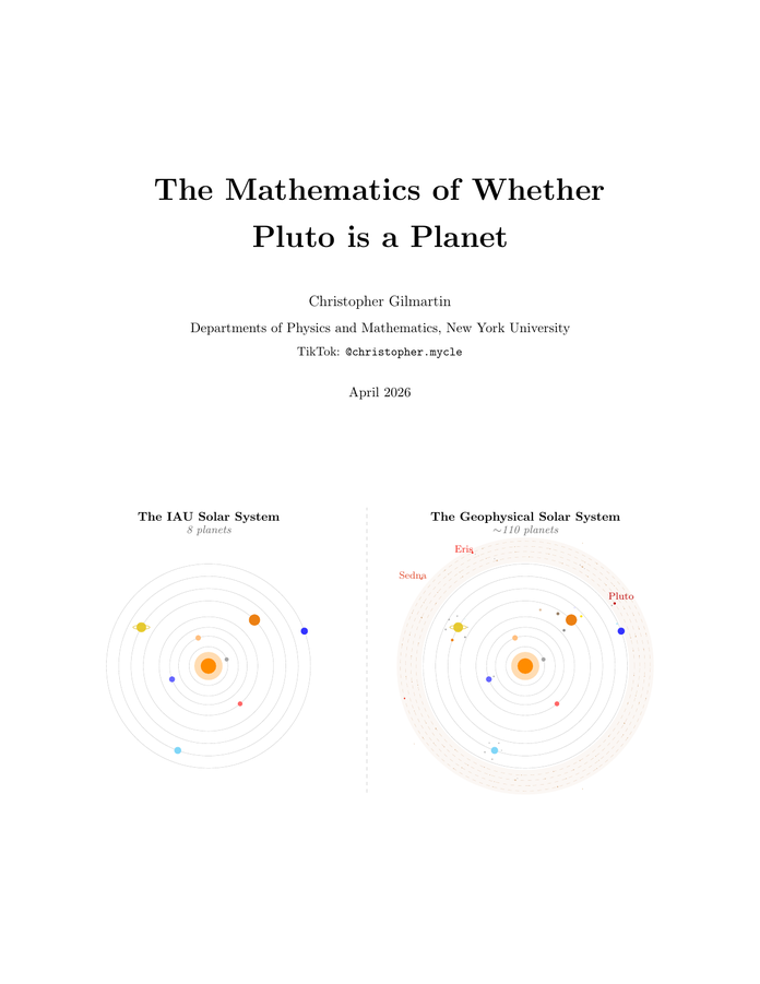 The Mathematics of Whether Pluto is a Planet